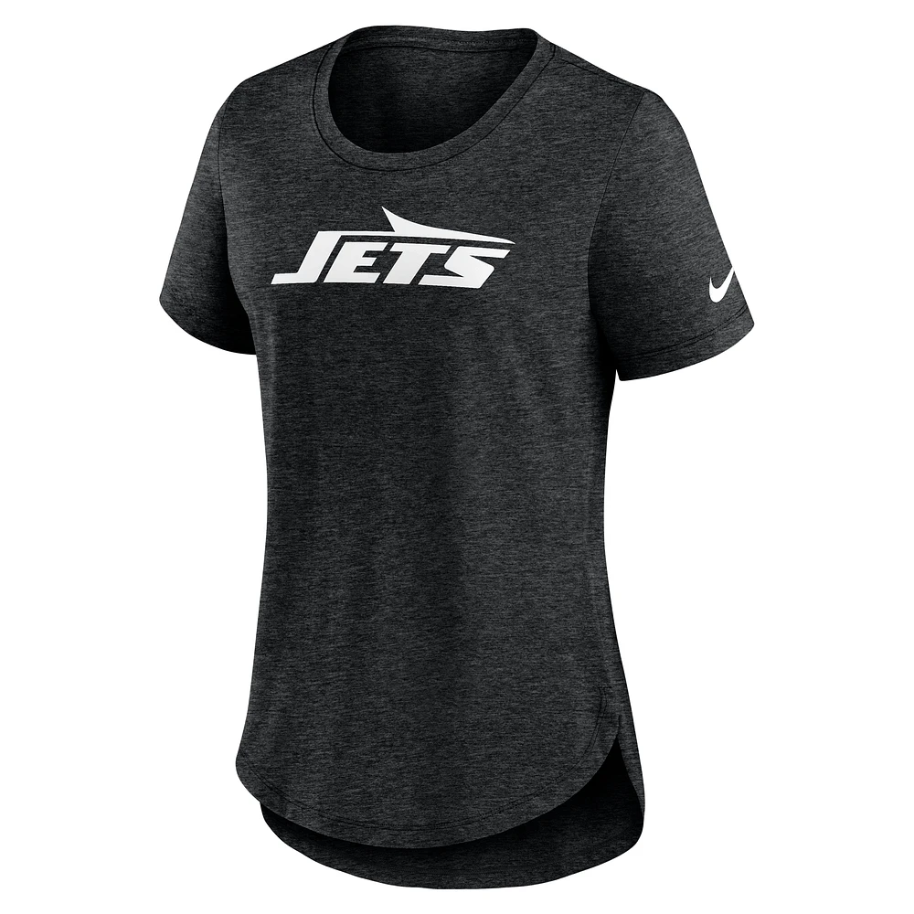 Women's Nike  Heather Black New York Jets Tri-Blend Fashion T-Shirt