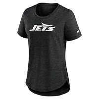 Women's Nike  Heather Black New York Jets Tri-Blend Fashion T-Shirt