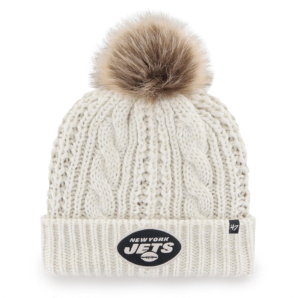 Bonnet en tricot à revers Meeko New York Jets '47 crème pour femme