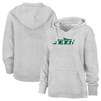 Women's '47  Gray New York Jets Premier Kennedy V-Neck Pullover Hoodie