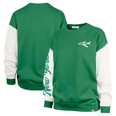 Women's '47  Green New York Jets Double Header Rise Andie Pullover Sweatshirt