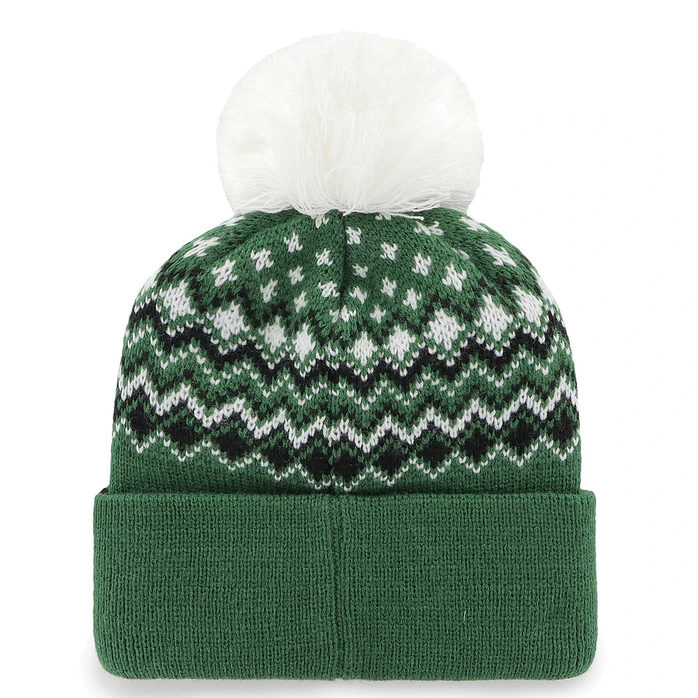 Bonnet en tricot à revers Elsa '47 vert New York Jets pour femmes avec pompon