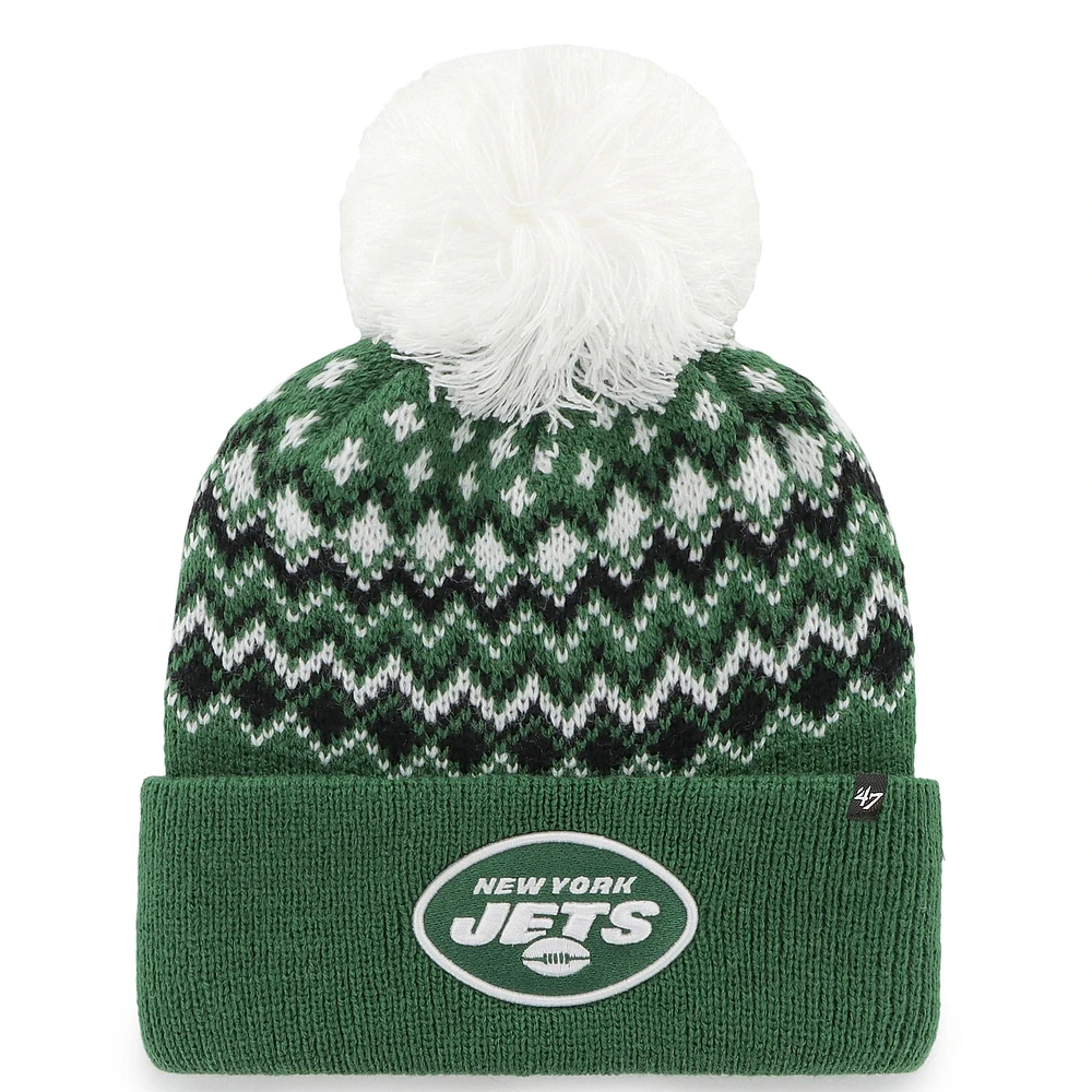 Women's '47 Green New York Jets Elsa Cuffed Knit Hat with Pom