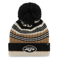 Bonnet en tricot à revers Barista '47 Natural New York Jets pour femmes avec pompon