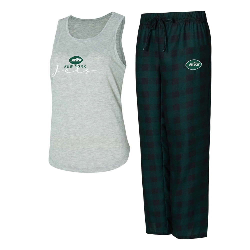 Ensemble de nuit pour femme Concepts Sport gris/vert New York Jets Petition avec débardeur et pantalon