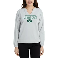 T-shirt à manches longues et col cranté Concepts Sport gris New York Jets Sunray pour femmes