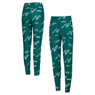 Women's Concepts Sport Green New York Jets Breakthrough Allover Print Knit Sleep Leggings