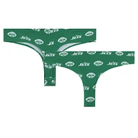 Women's Concepts Sport Green New York Jets Record Allover Print Knit Thong