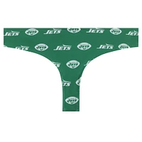 Women's Concepts Sport Green New York Jets Record Allover Print Knit Thong