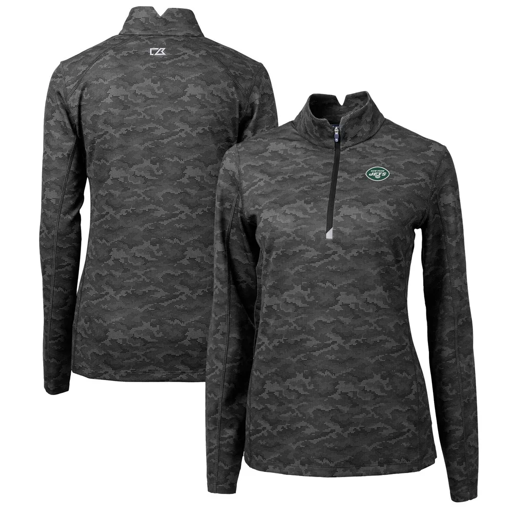 Lids New York Jets Cutter & Buck Women's Traverse Camo Print Stretch Quarter -Zip Pullover Top