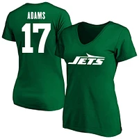 T-shirt à col rond Davante Adams Green New York Jets pour femme avec nom et numéro Fair Catch, grande taille