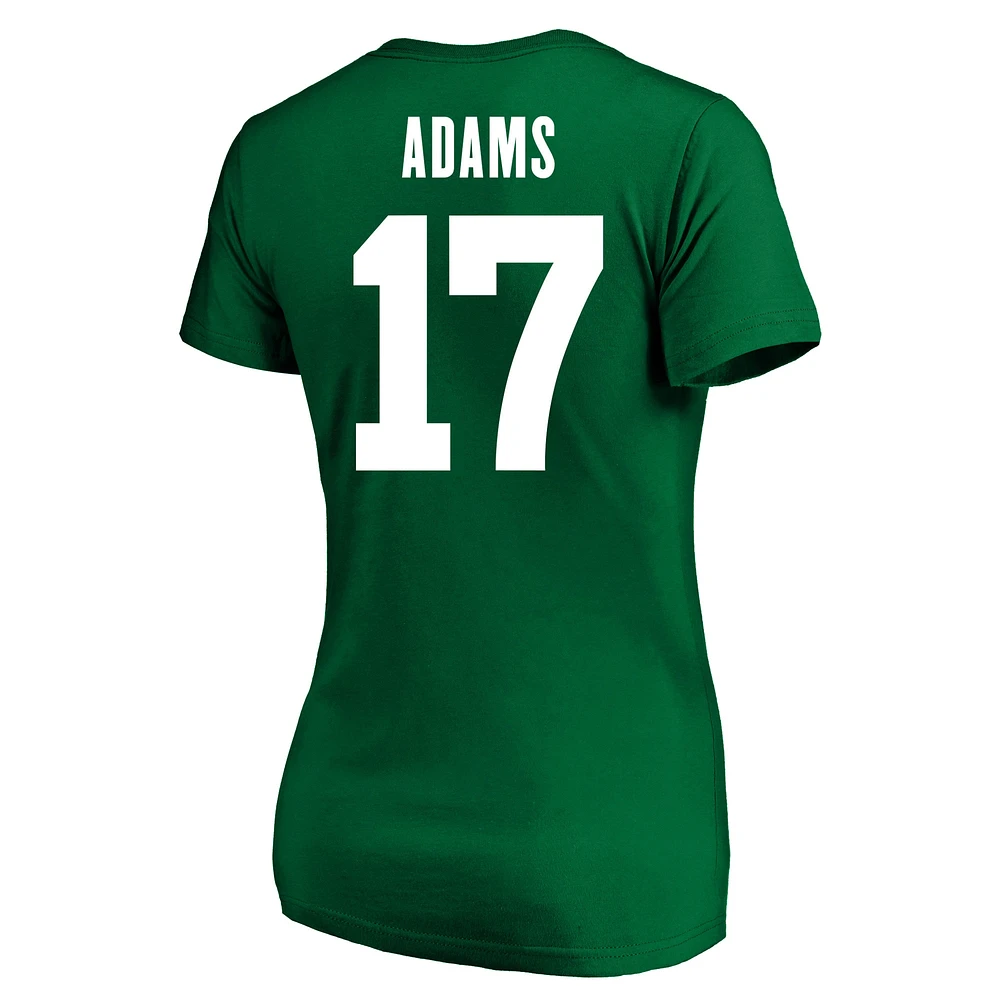 T-shirt à col rond Davante Adams Green New York Jets pour femme avec nom et numéro Fair Catch, grande taille