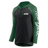 Sweat à capuche entièrement zippé avec inscription New York Jets noir/vert Fanatics pour femme