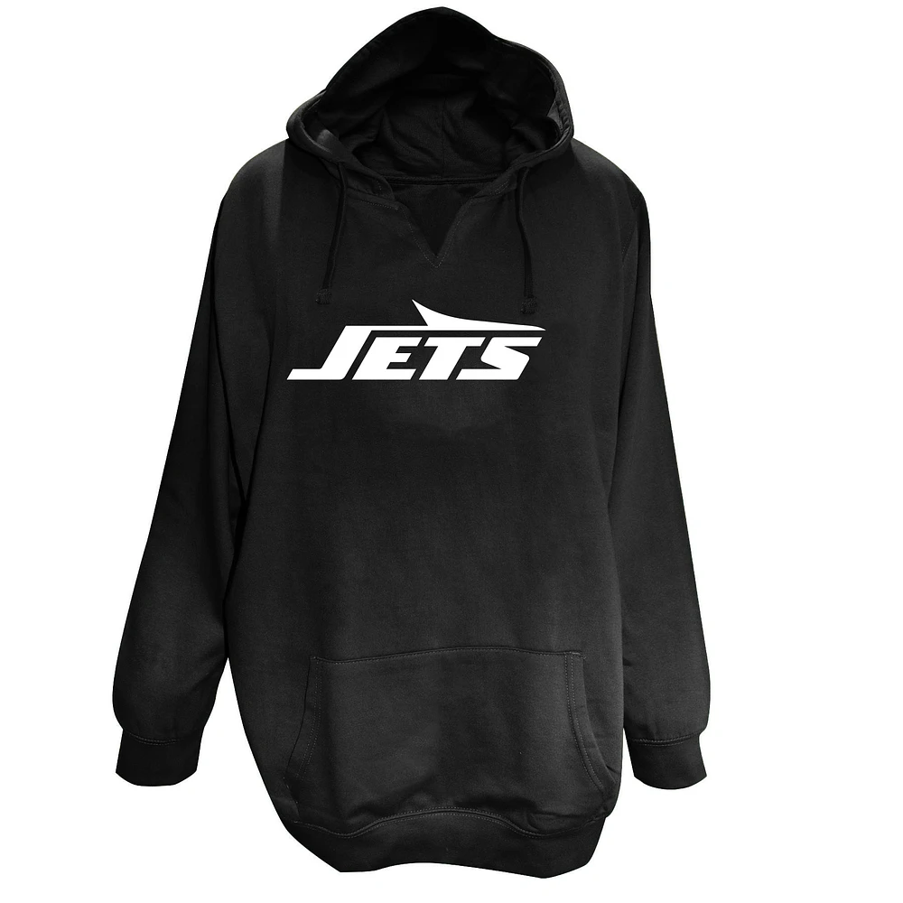 Women's Fanatics Black New York Jets Plus V-Neck Pullover Hoodie