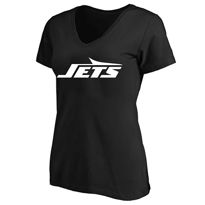 T-shirt col en V noir fanatiques pour femmes, grande taille, New York Jets