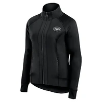 Women's Fanatics Black New York Jets Studio Fitted Full-Zip Gym Track Jacket