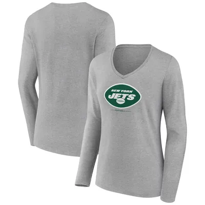 Women's Fanatics Branded Black New York Jets Logo Team Lockup V-Neck T-Shirt