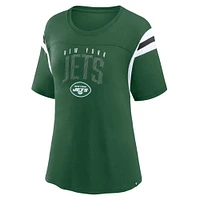 T-shirt vert fanatiques pour femmes des Jets de New York classique avec strass