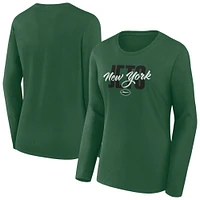 T-shirt à manches longues et col rond pour femme Fanatics Green New York Jets