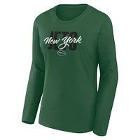 T-shirt à manches longues et col rond pour femme Fanatics Green New York Jets