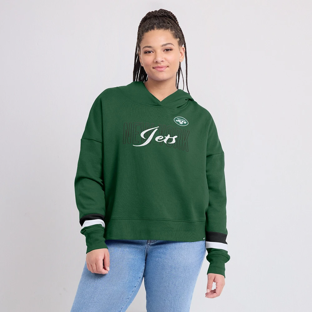 Women's Fanatics  Green New York Jets Over Under Pullover Hoodie