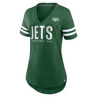 Women's Fanatics  Green New York Jets Rhinestone Speed Tested V-Neck T-Shirt