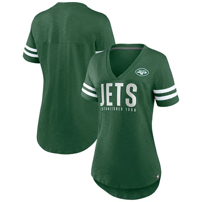 T-shirt à col en V pour femme Fanatics Green New York Jets avec strass Speed ​​Tested