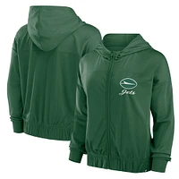 Sweat à capuche entièrement zippé vert New York Jets Script Lock Fanatics pour femmes