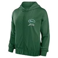 Sweat à capuche entièrement zippé vert New York Jets Script Lock Fanatics pour femmes