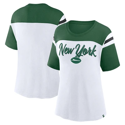 Haut court tendance blanc/vert pour femme Fanatics New York Jets Cheer Chant