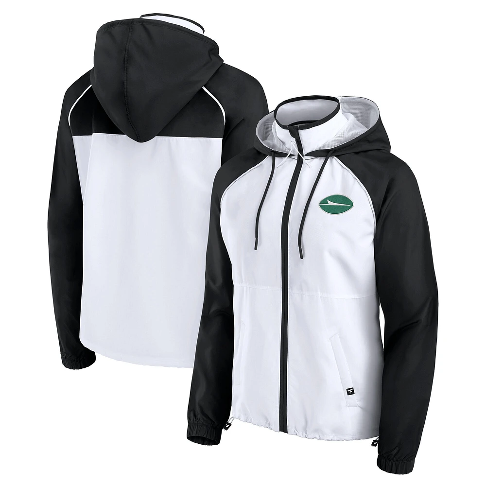 Veste à capuche anorak entièrement zippée blanche Fanatics New York Jets pour femme