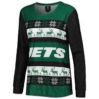 Women's FOCO Green New York Jets Holiday Ugly Pajama Set