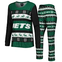 FOCO Green New York Jets Holiday Ugly Ensemble de pyjama pour femme