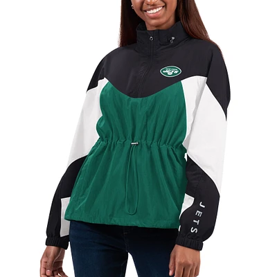 Veste légère à quart de zip G-III 4Her par Carl Banks pour femmes, vert/noir, New York Jets Tie Breaker