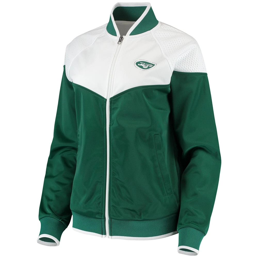 Veste de survêtement raglan à glissière pleine longueur pour femme G-III 4Her by Carl Banks New York Jets Wildcard, vert/blanc