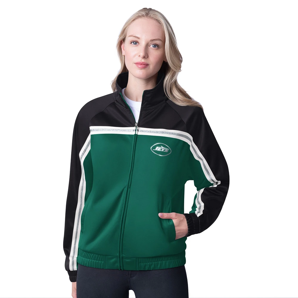 Veste de survêtement d'après-match entièrement zippée G-III 4Her par Carl Banks pour femme, verte, des New York Jets