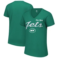 T-shirt col en V d'après-saison G-III 4Her par Carl Banks pour femme, vert, des New York Jets