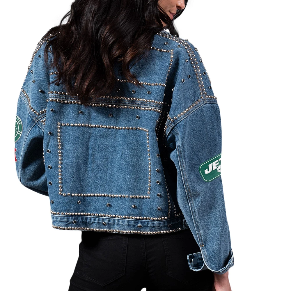 Women's G-III 4Her by Carl Banks New York Jets First Finish Medium Denim Full-Button Jacket