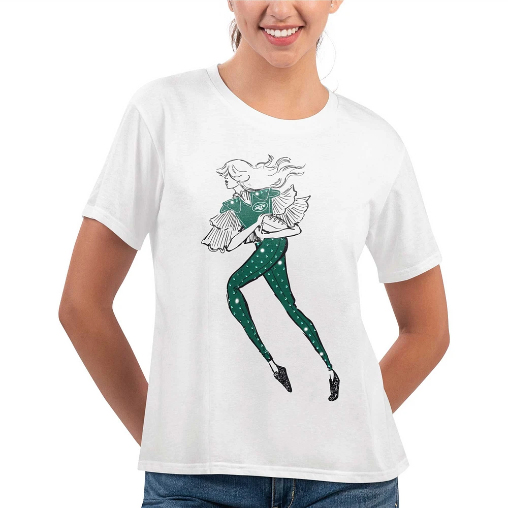 T-shirt blanc G-III 4Her par Carl Banks pour femmes des Jets de New York Play The Ball