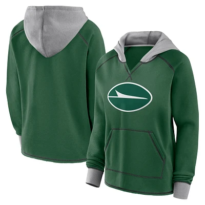 Women's Green New York Jets Boom Fleece Pullover V-Neck Hoodie