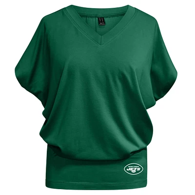 T-shirt blousy vert à col en V Kiya Tomlin pour femmes des New York Jets