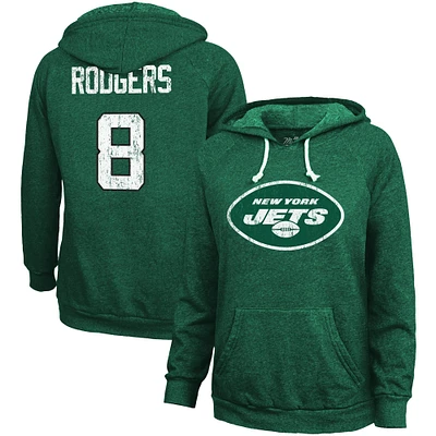 Majestic Threads pour femmes Aaron Rodgers Vert New York Jets Nom et numéro Tri-Blend Pull à capuche