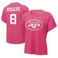 T-shirt rose avec nom et numéro des Jets de New York Majestic Threads Aaron Rodgers pour femmes