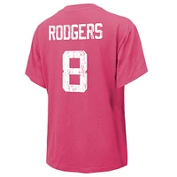 T-shirt rose avec nom et numéro des Jets de New York Majestic Threads Aaron Rodgers pour femmes