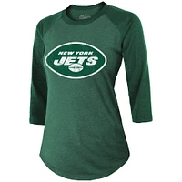 Majestic Threads Ahmad Sauce Gardner Green New York Jets Nom et numéro du joueur Tri-Blend T-shirt ajusté à manches 3/4 pour femmes