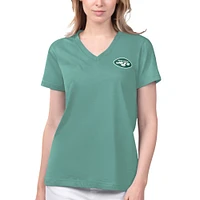 Margaritaville Green New York Jets Game Time T-shirt à col en V pour femmes