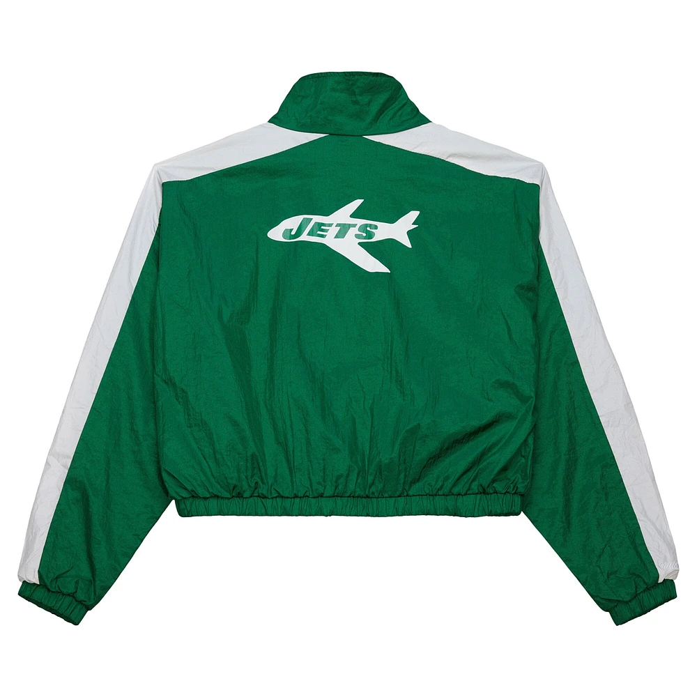 Veste courte entièrement zippée en nylon vert New York Jets de Mitchell & Ness pour femme