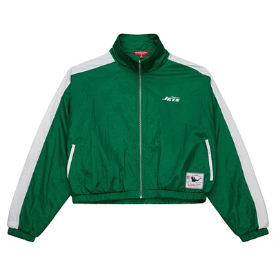 Veste courte entièrement zippée en nylon vert New York Jets de Mitchell & Ness pour femme