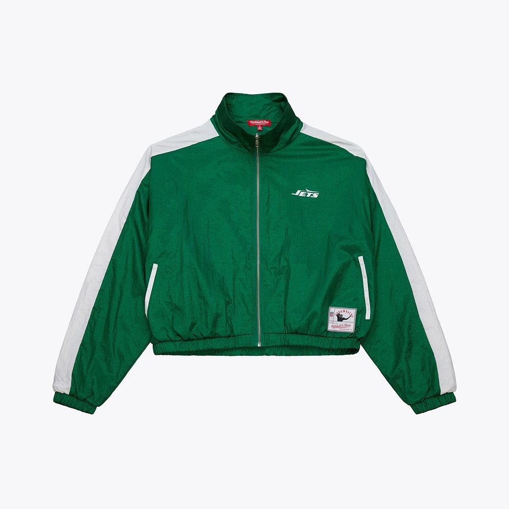 Veste courte entièrement zippée en nylon vert New York Jets de Mitchell & Ness pour femme