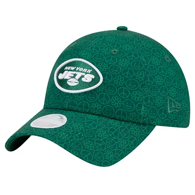 Casquette réglable verte New Era New York Jets Smiley 9TWENTY pour femme